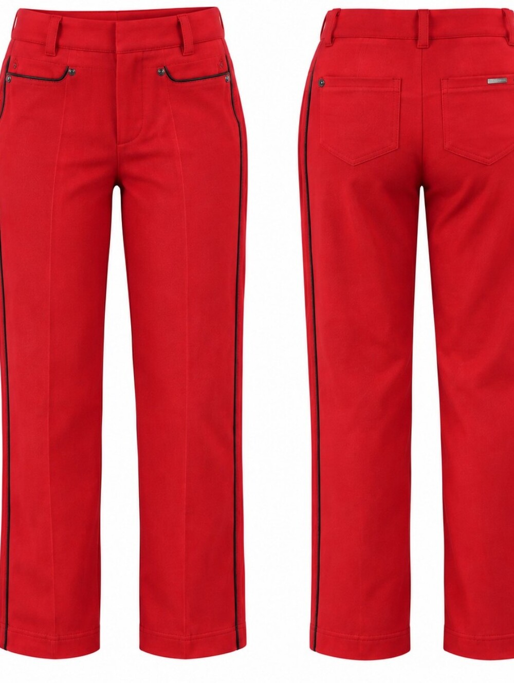 Red Women's Straight-Leg Pants with Side Stripe